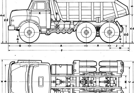 MAN 22.230 DHKA (1982) dump truck чертежи (рисунки) грузовика